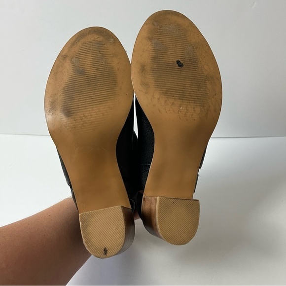 Steve Madden Black Nobell Peep Toe Chunky Heels 6 - Picture 9 of 10